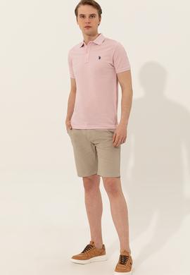 Erkek Pudra Polo Yaka Basic T-Shirt - 50249149147
