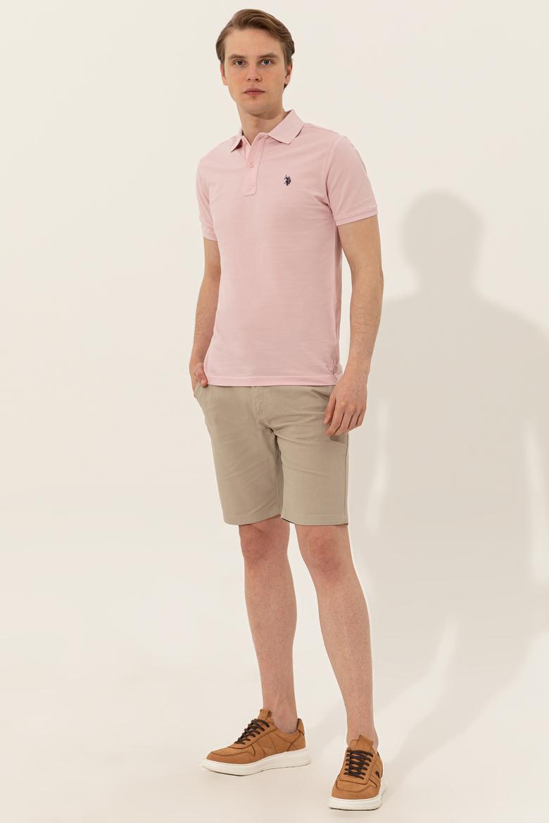 Erkek Pudra Polo Yaka Basic T-Shirt - 50249149147