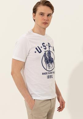 Erkek Beyaz Bisiklet Yaka Tişört - 50249980009