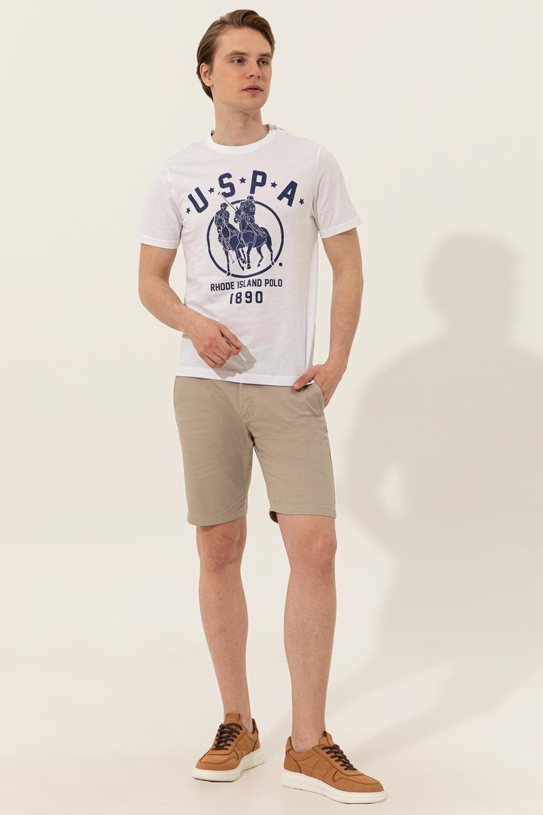 Erkek Beyaz Bisiklet Yaka Tişört - 50249980009