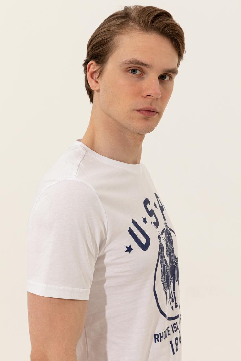 Erkek Beyaz Bisiklet Yaka Tişört - 50249980009