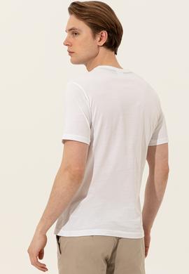 Erkek Beyaz Bisiklet Yaka Tişört - 50249980009