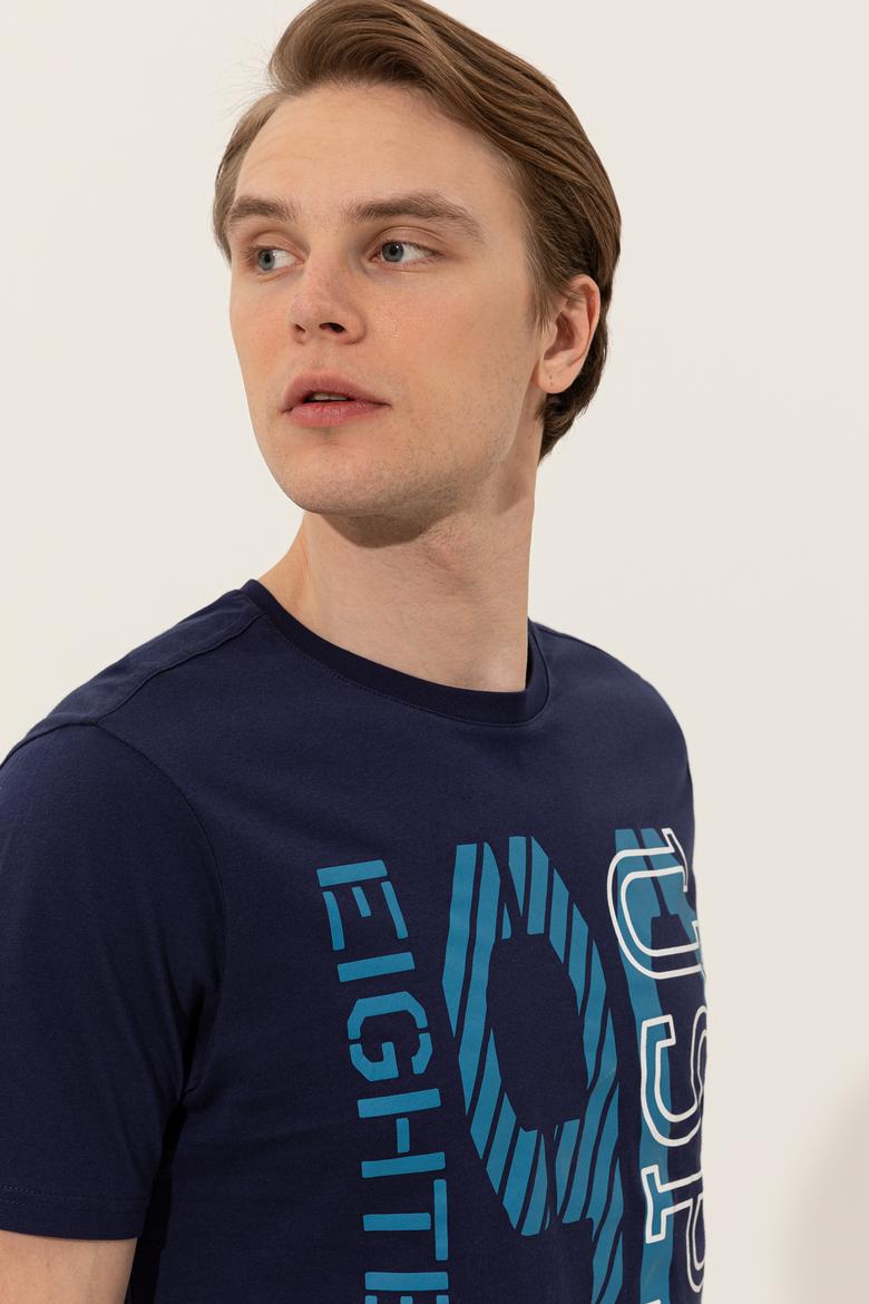 Erkek Lacivert Bisiklet Yaka Tişört - 50246142037