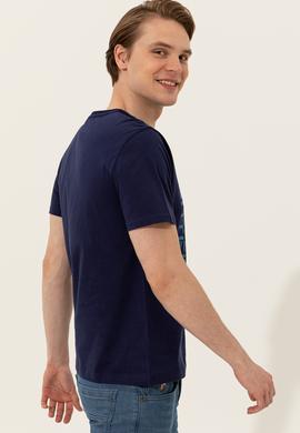Erkek Lacivert Bisiklet Yaka Tişört - 50246142037