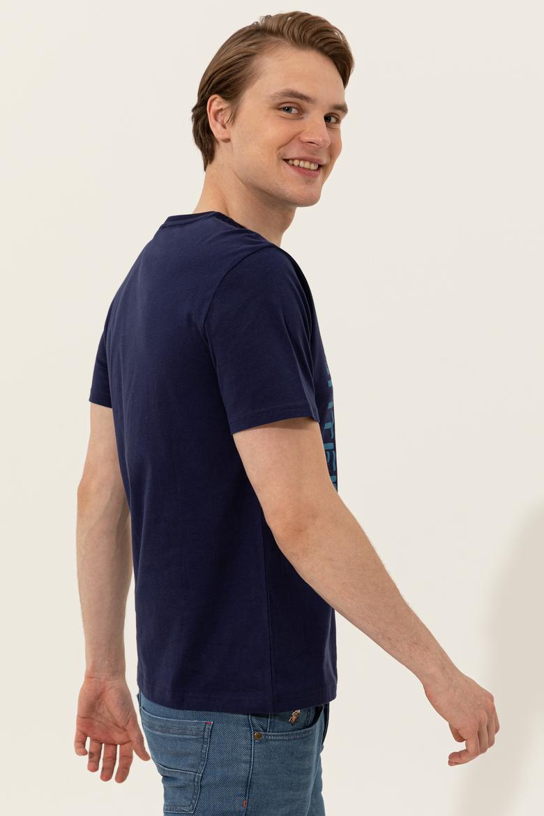 Erkek Lacivert Bisiklet Yaka Tişört - 50246142037
