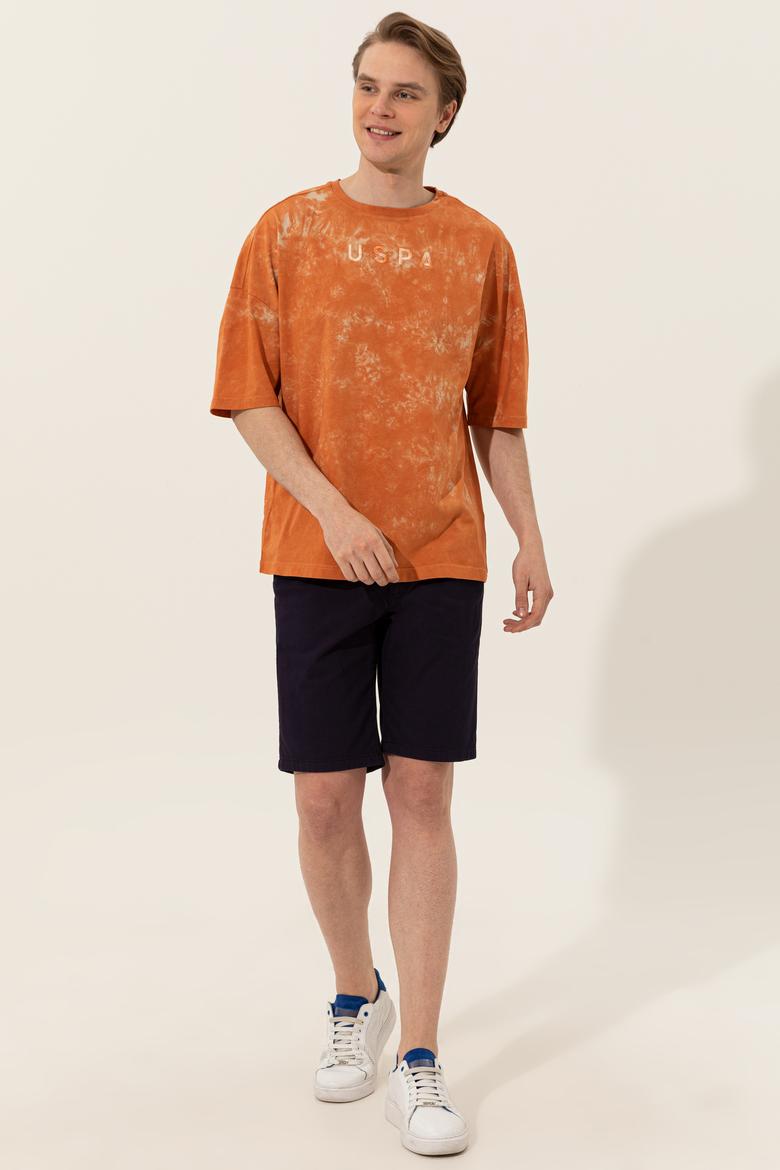 Erkek Kavun Oversize Bisiklet Yaka Tişört - 50249203019