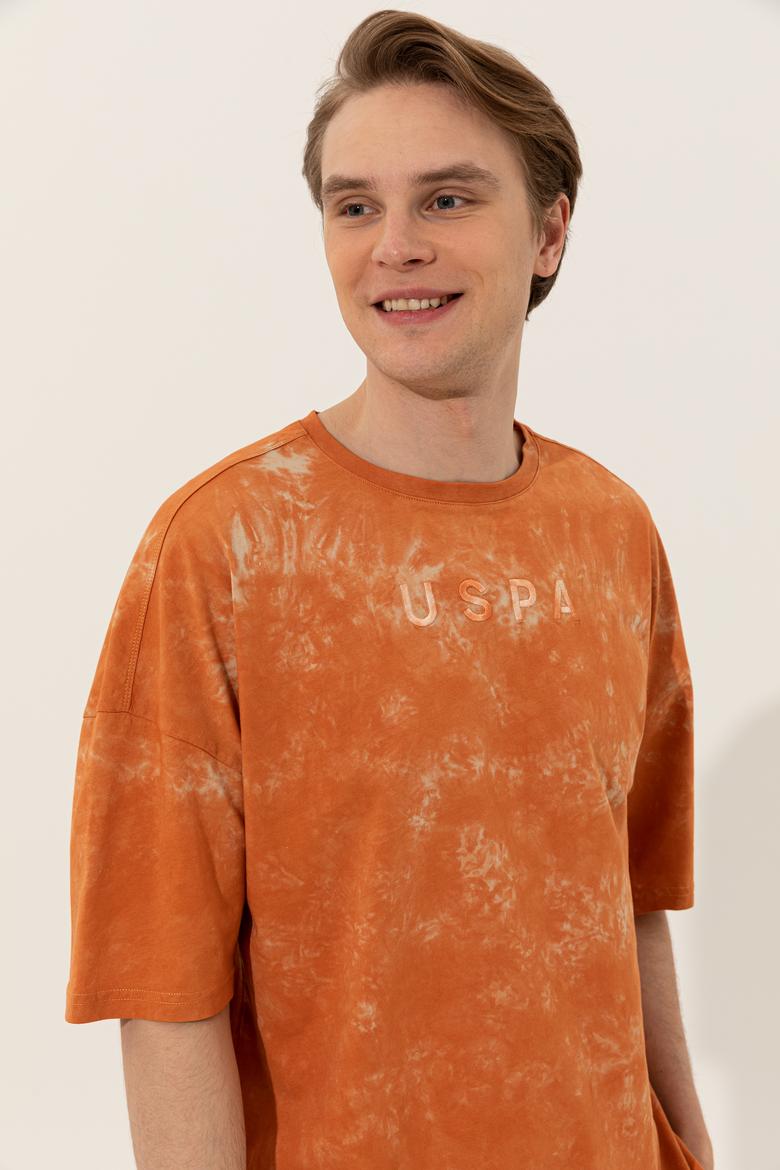 Erkek Kavun Oversize Bisiklet Yaka Tişört - 50249203019