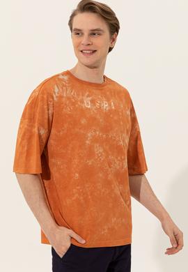 Erkek Kavun Oversize Bisiklet Yaka Tişört - 50249203019