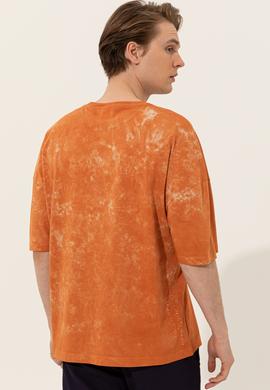 Erkek Kavun Oversize Bisiklet Yaka Tişört - 50249203019