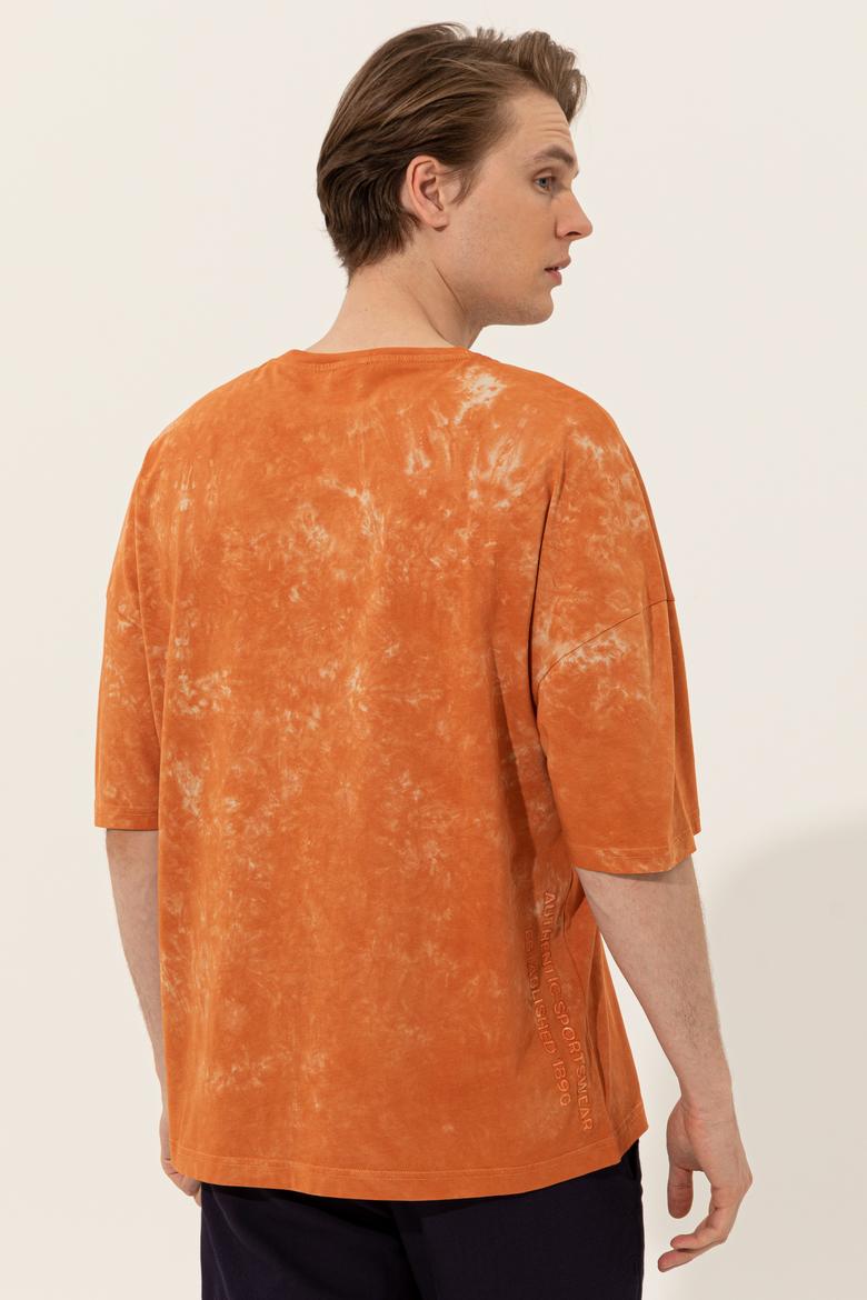 Erkek Kavun Oversize Bisiklet Yaka Tişört - 50249203019