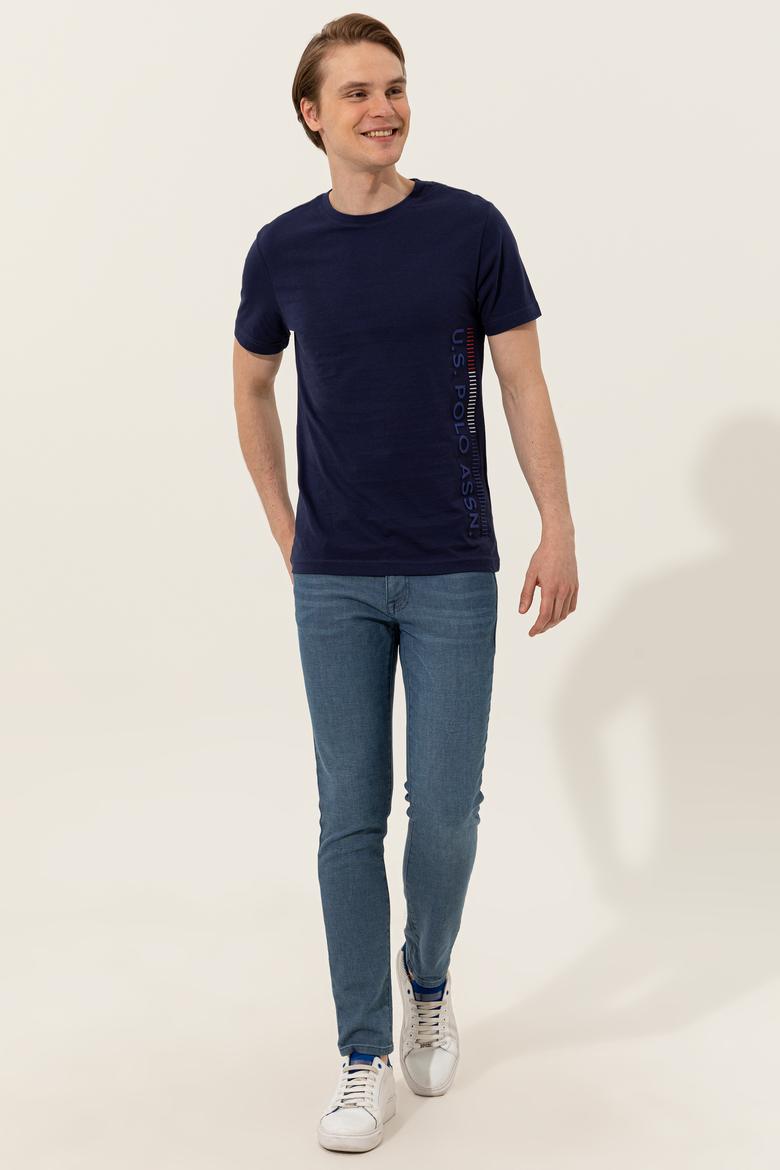 Erkek Lacivert Bisiklet Yaka Tişört - 50248615022