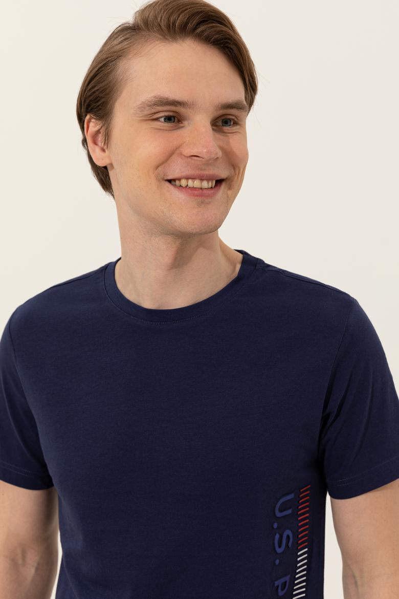 Erkek Lacivert Bisiklet Yaka Tişört - 50248615022