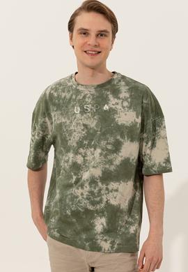 Erkek Haki Oversize Bisiklet Yaka Tişört - 50249203006