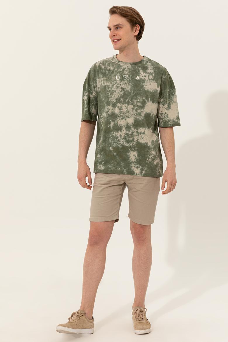 Erkek Haki Oversize Bisiklet Yaka Tişört - 50249203006