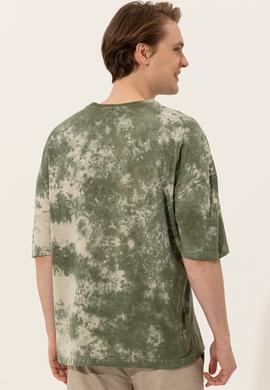 Erkek Haki Oversize Bisiklet Yaka Tişört - 50249203006