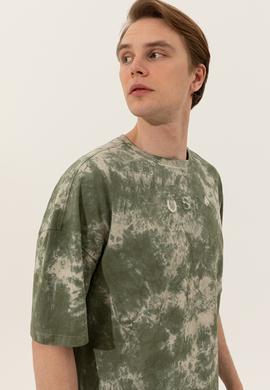 Erkek Haki Oversize Bisiklet Yaka Tişört - 50249203006