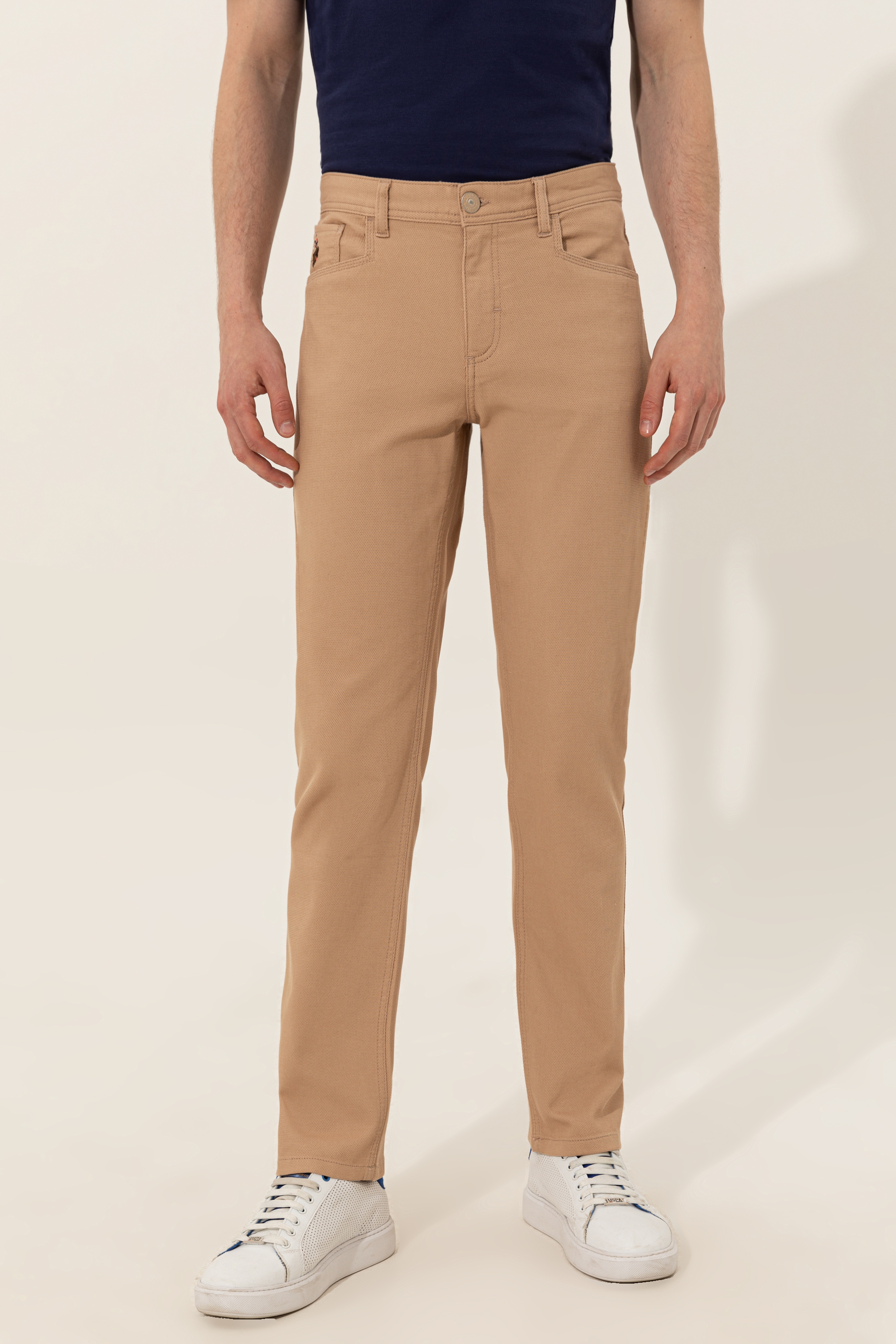 Erkek Regular Fit Kum Kanvas Pantolon
