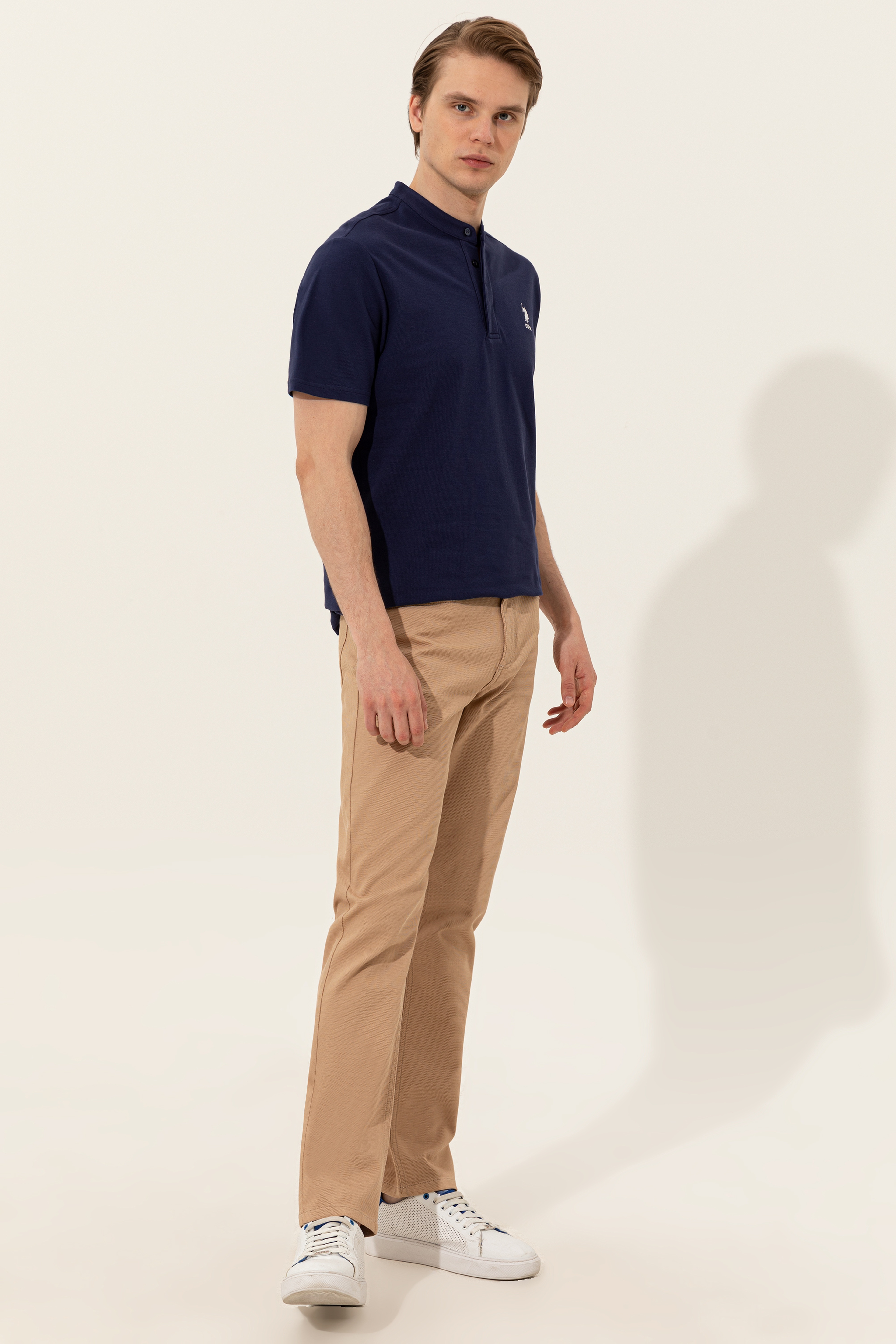 Erkek Regular Fit Kum Kanvas Pantolon - Image 5