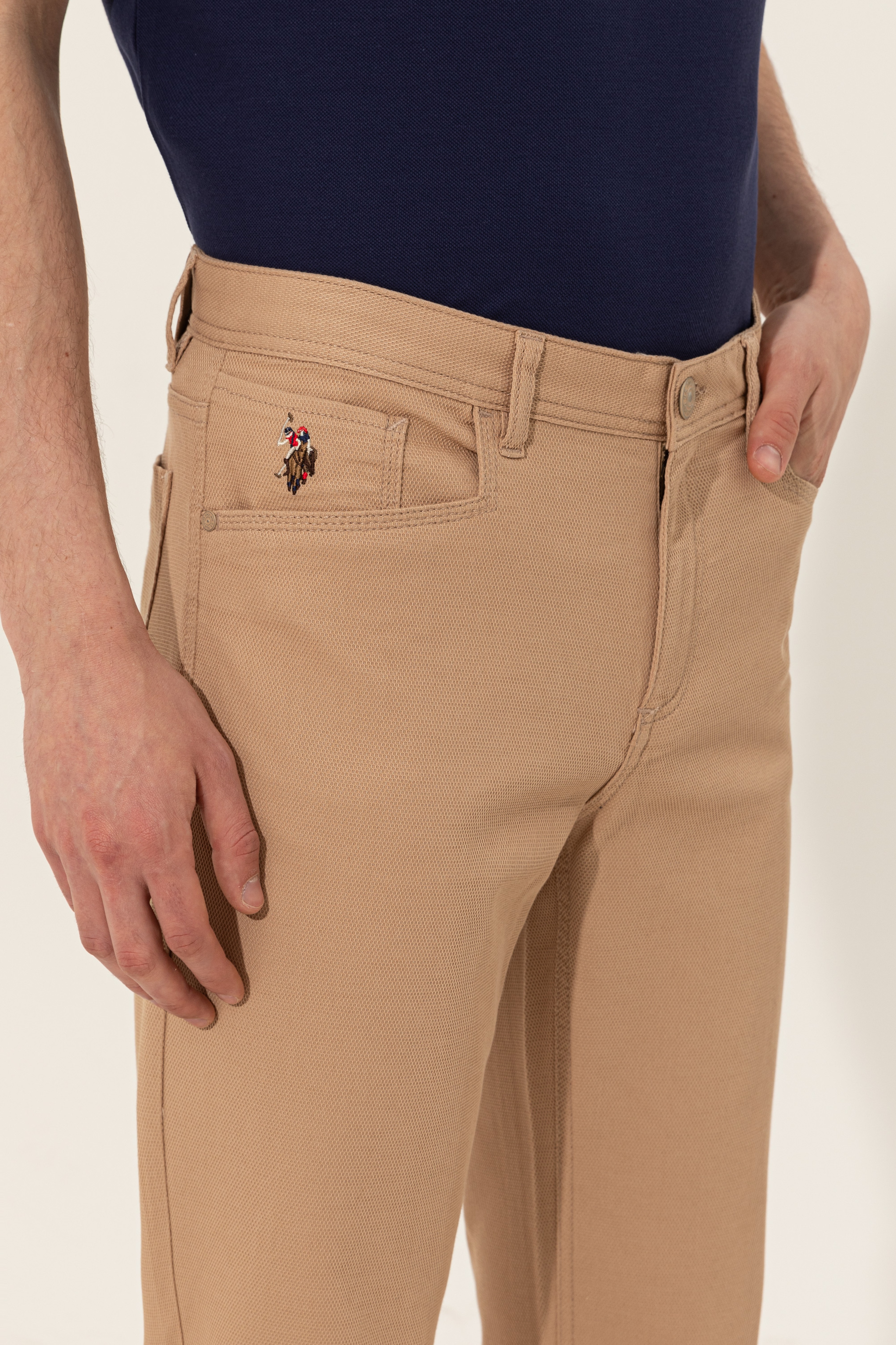 Erkek Regular Fit Kum Kanvas Pantolon - Image 7