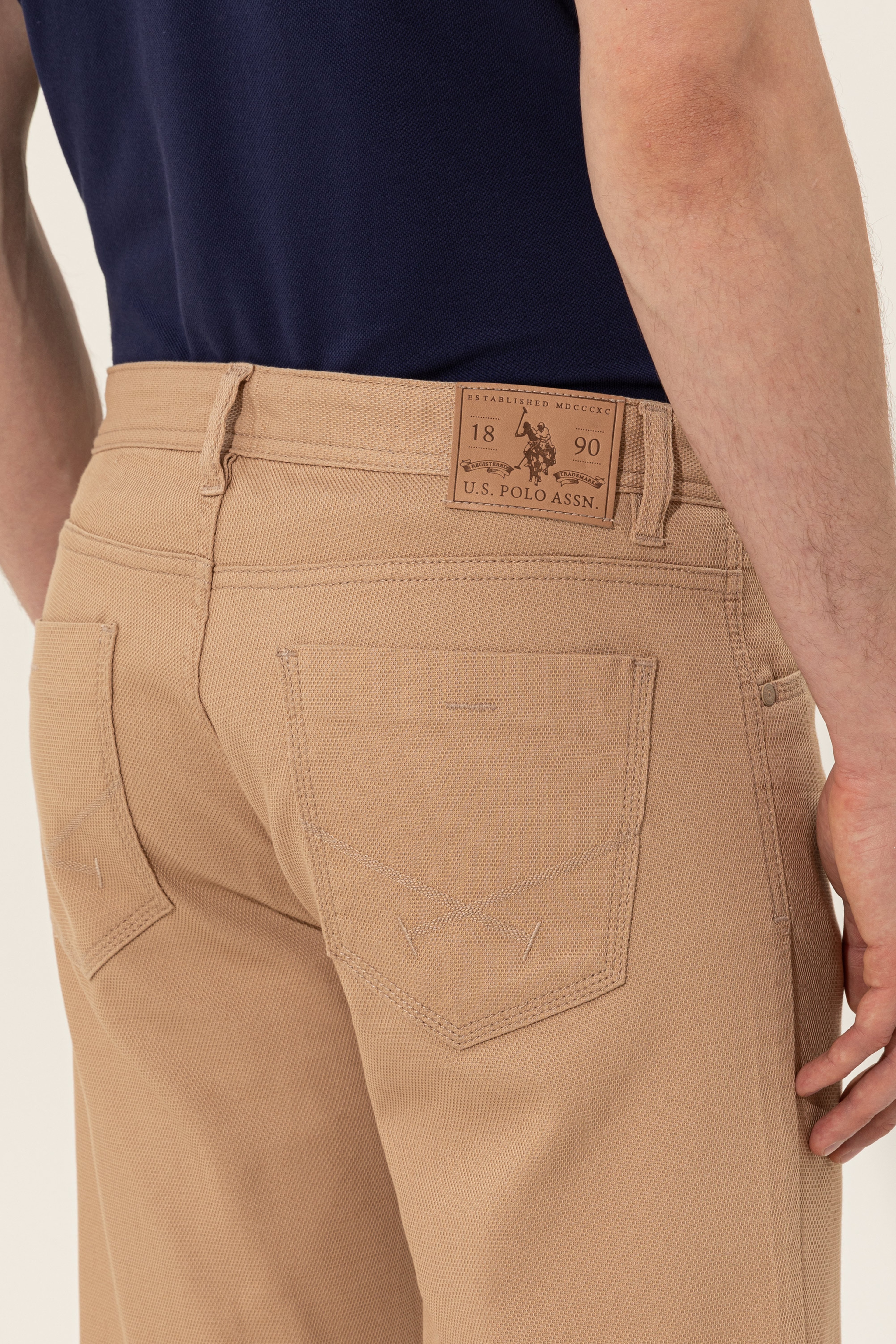 Erkek Regular Fit Kum Kanvas Pantolon - Image 6