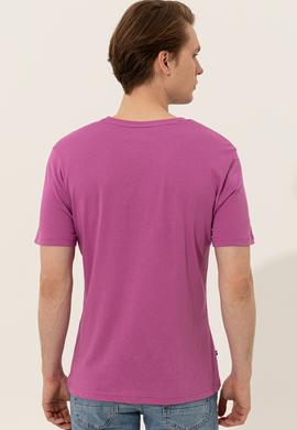Erkek Menekşe Basic Bisiklet Yaka Tişört - 50248569048