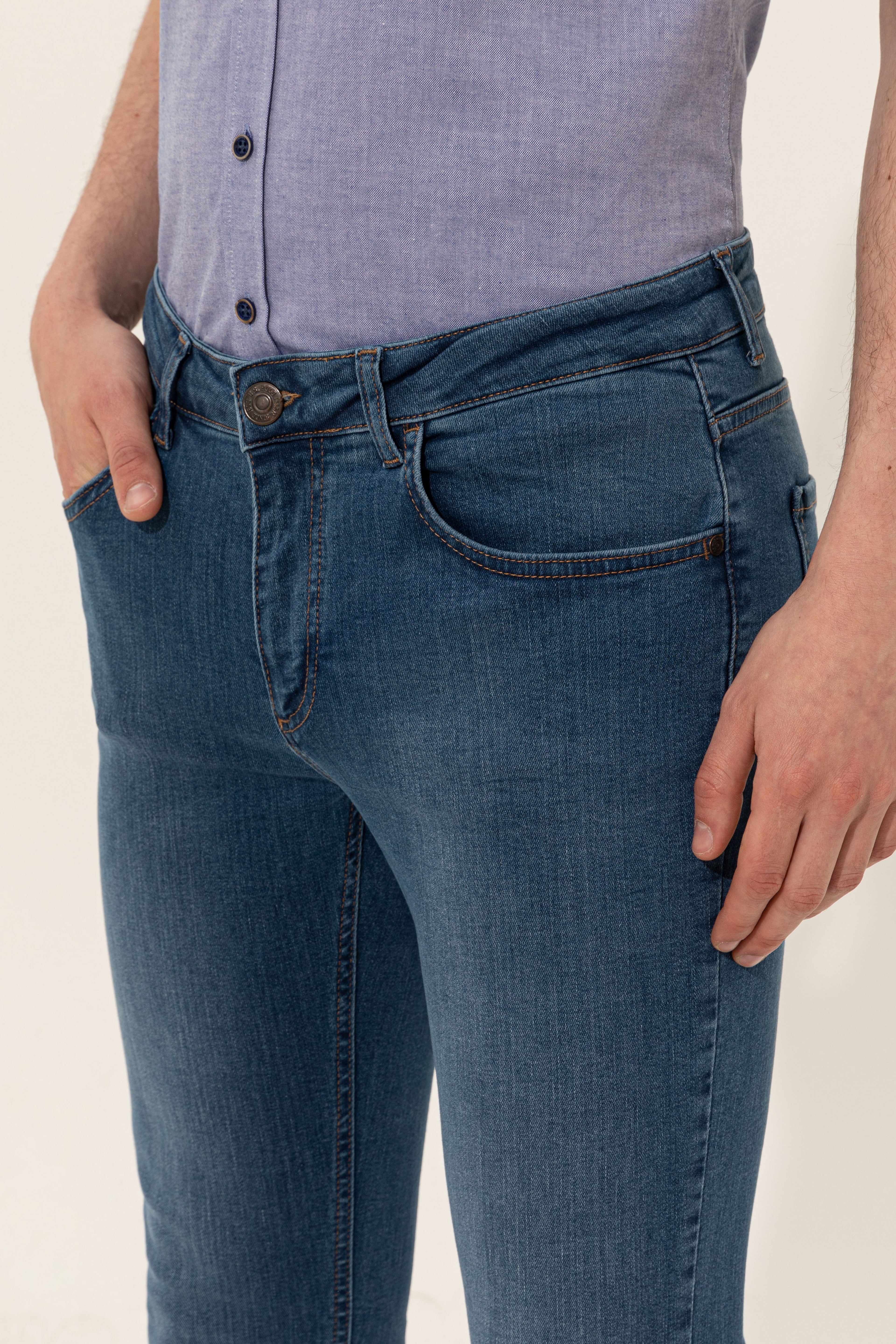 Erkek Mavi Denim Pantolon - Image 5