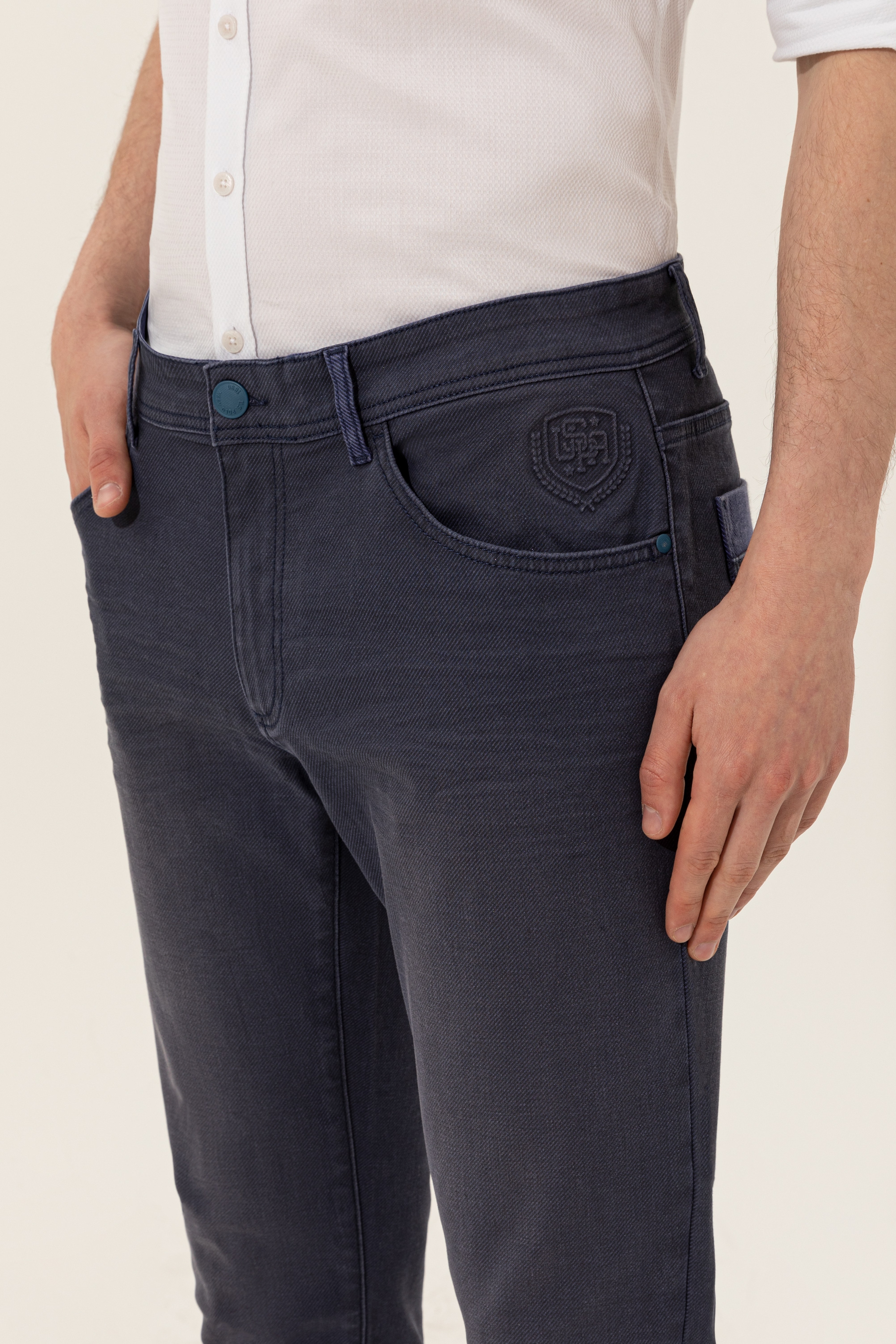 Erkek Lacivert Denim Pantolon