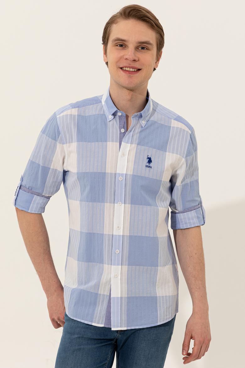 Erkek Mavi Uzun Kollu Gömlek