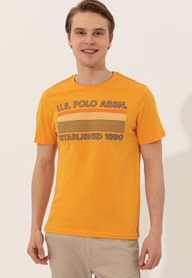 Erkek Koyu Sarı Bisiklet Yaka Tişört - 50246309154