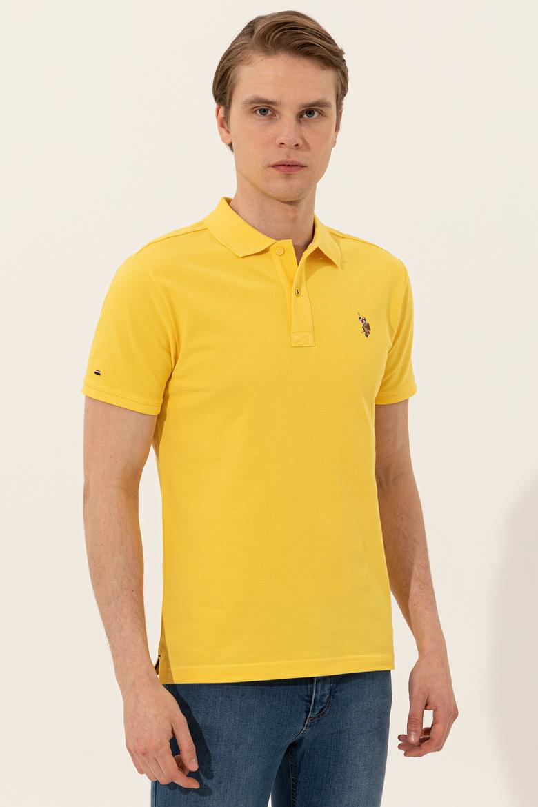 Erkek Açık Sarı Polo Yaka T-Shirt Basic