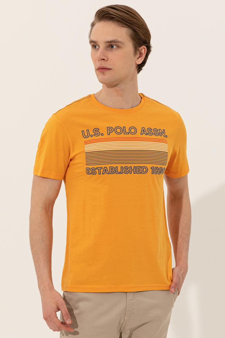 Erkek Koyu Sarı Bisiklet Yaka Tişört - 50246309154