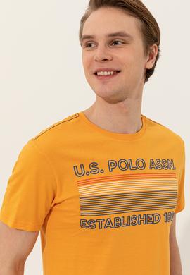 Erkek Koyu Sarı Bisiklet Yaka Tişört - 50246309154