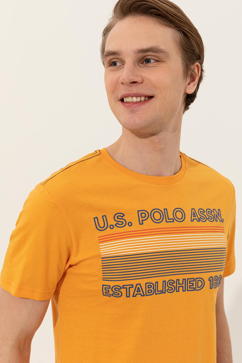 Erkek Koyu Sarı Bisiklet Yaka Tişört - 50246309154