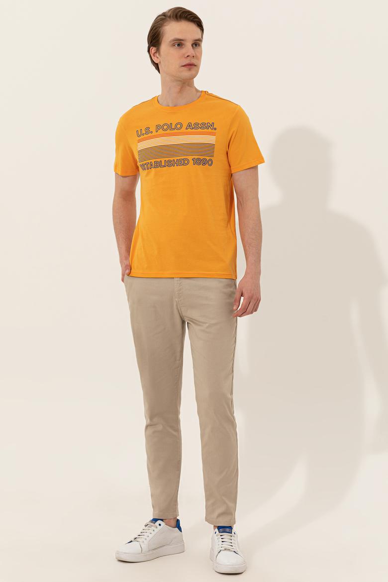 Erkek Koyu Sarı Bisiklet Yaka Tişört - 50246309154