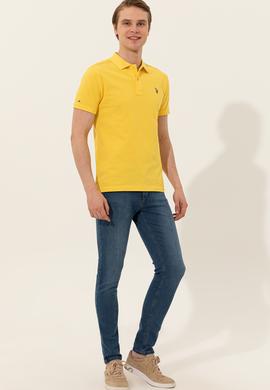 Erkek Açık Sarı Polo Yaka T-Shirt Basic - 50248556013