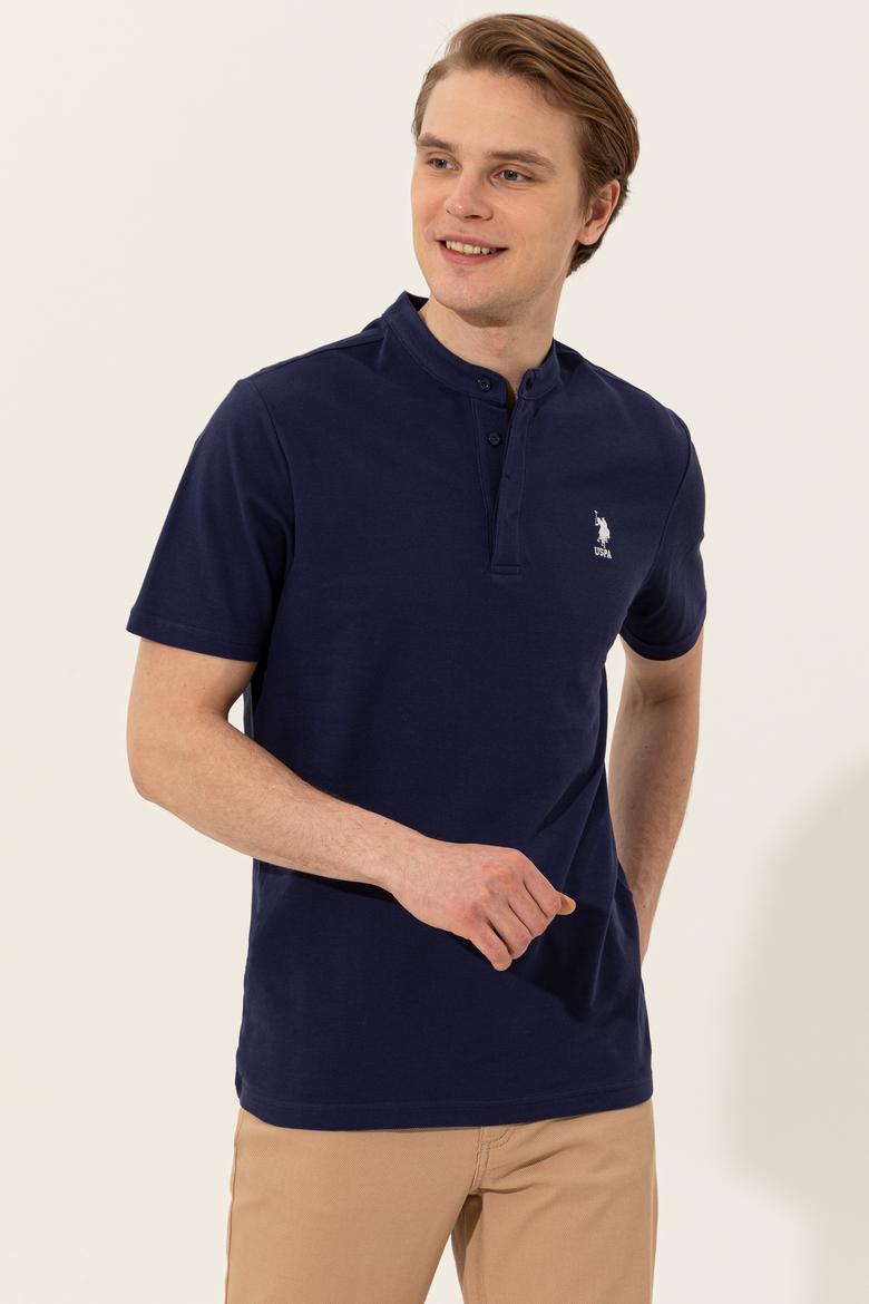 Erkek Lacivert Hakim Yaka Tişört