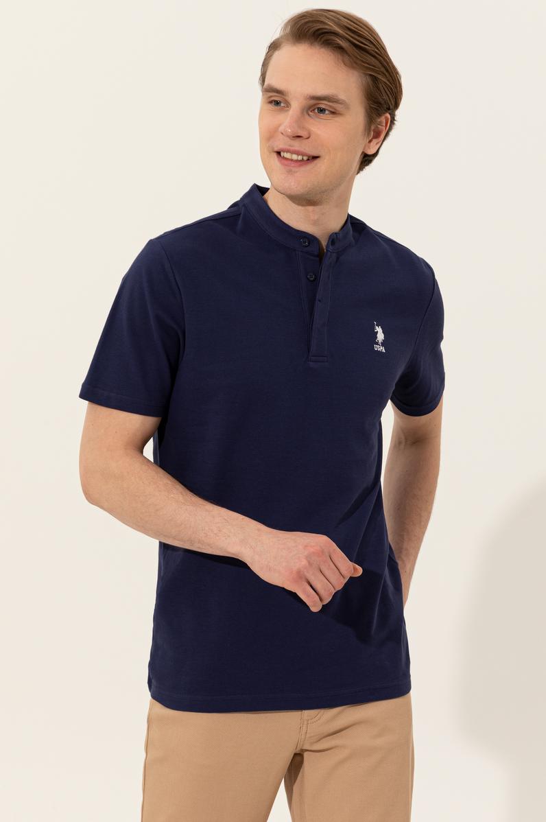 Erkek Lacivert Hakim Yaka Tişört