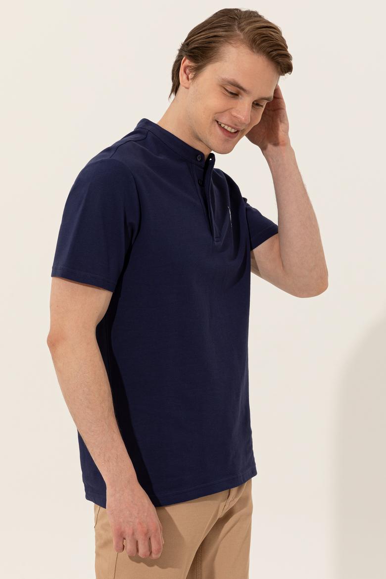 Erkek Lacivert Hakim Yaka Tişört - 50246102016