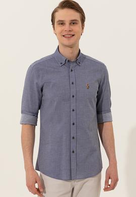 Erkek Lacivert Uzun Kollu Basic Gömlek - 50246368027