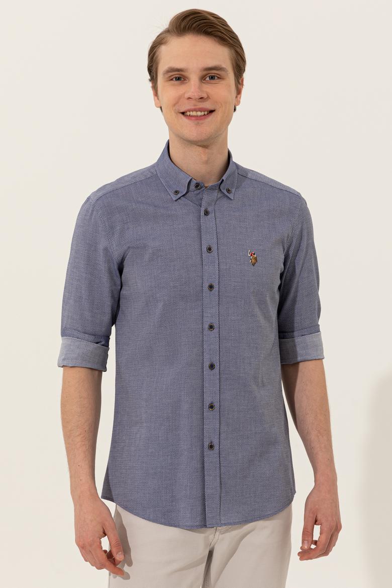 Erkek Lacivert Uzun Kollu Basic Gömlek - 50246368027