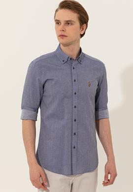 Erkek Lacivert Uzun Kollu Basic Gömlek - 50246368027