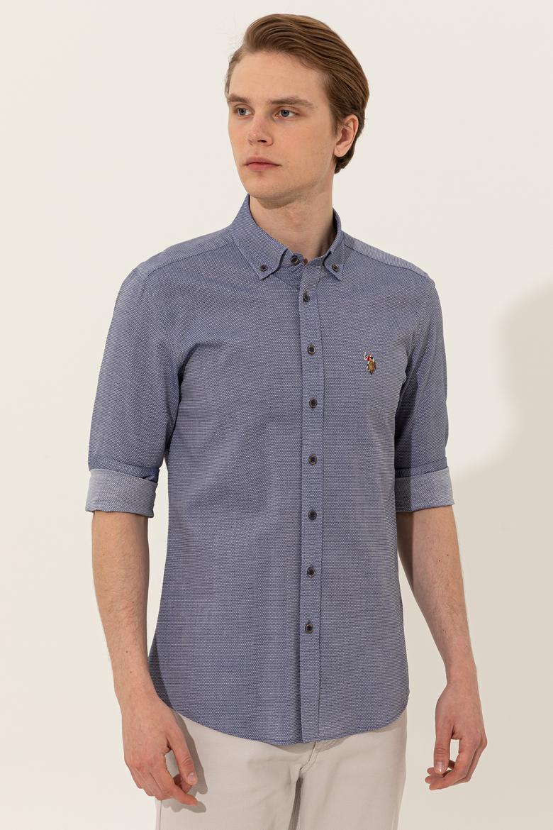 Erkek Lacivert Uzun Kollu Basic Gömlek - 50246368027