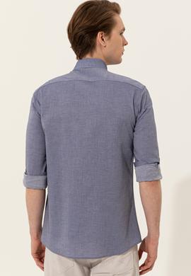 Erkek Lacivert Uzun Kollu Basic Gömlek - 50246368027