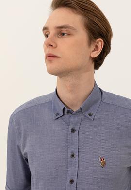 Erkek Lacivert Uzun Kollu Basic Gömlek - 50246368027