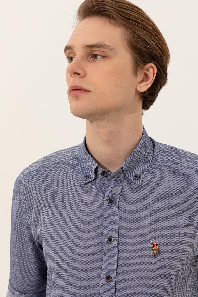 Erkek Lacivert Uzun Kollu Basic Gömlek