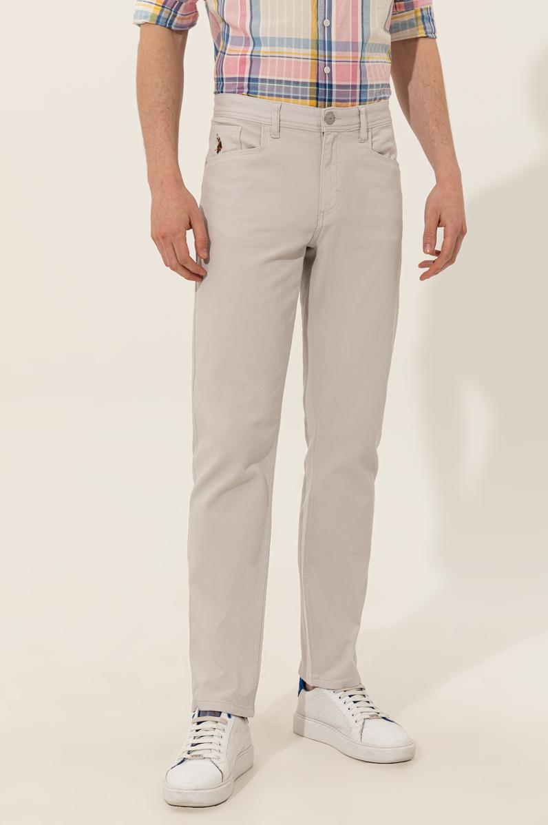 Erkek Açık Gri Kanvas Pantolon