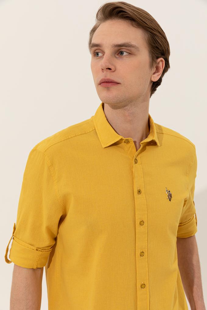 Erkek Safran Uzun Kollu Basic Gömlek