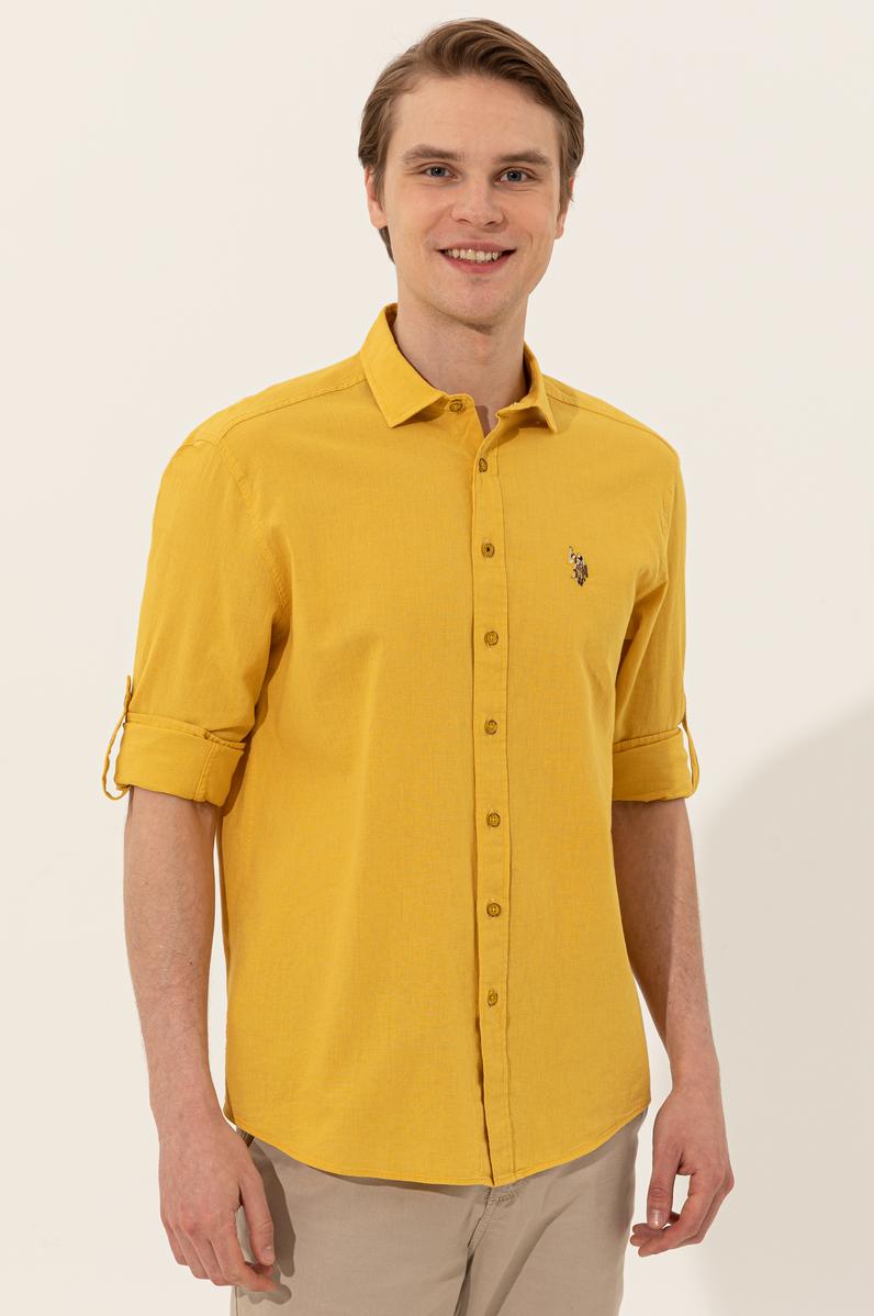 Erkek Safran Uzun Kollu Basic Gömlek