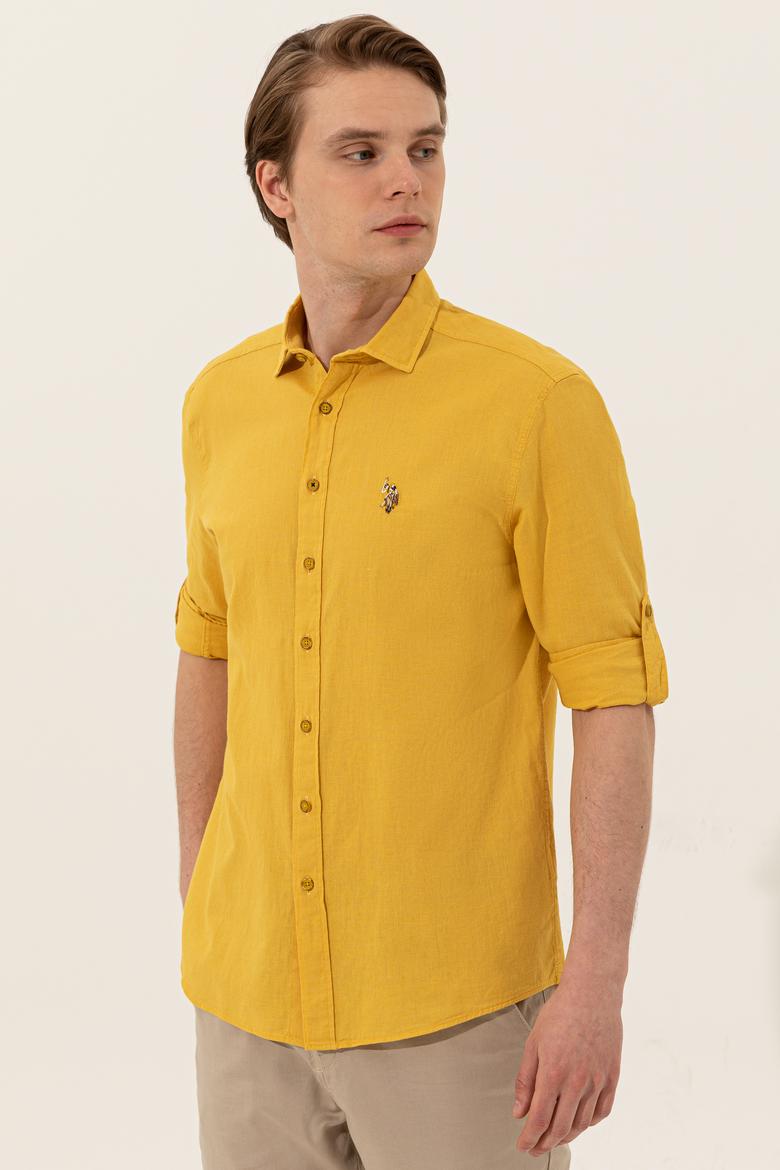 Erkek Safran Uzun Kollu Basic Gömlek - 50246466068