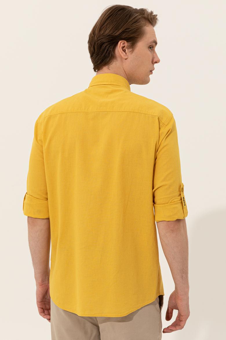 Erkek Safran Uzun Kollu Basic Gömlek - 50246466068